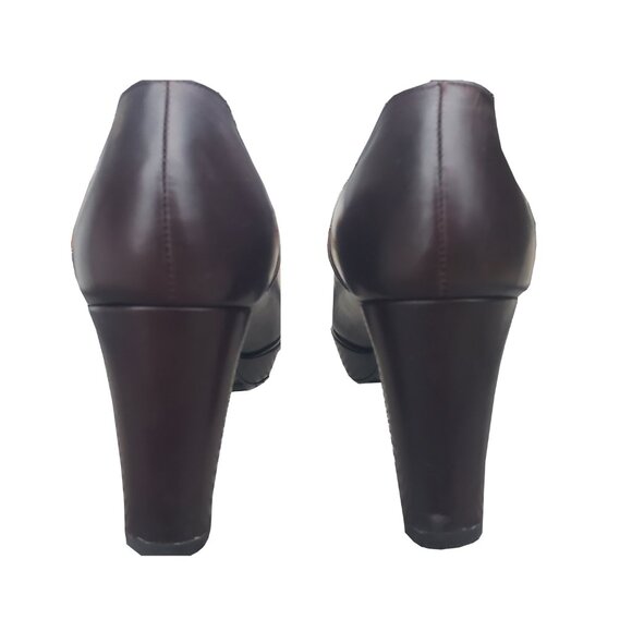 Robert Clergerie x Barneys Pumps Brown Leather Round Toe Block Heel 8.5 - Picture 4 of 12